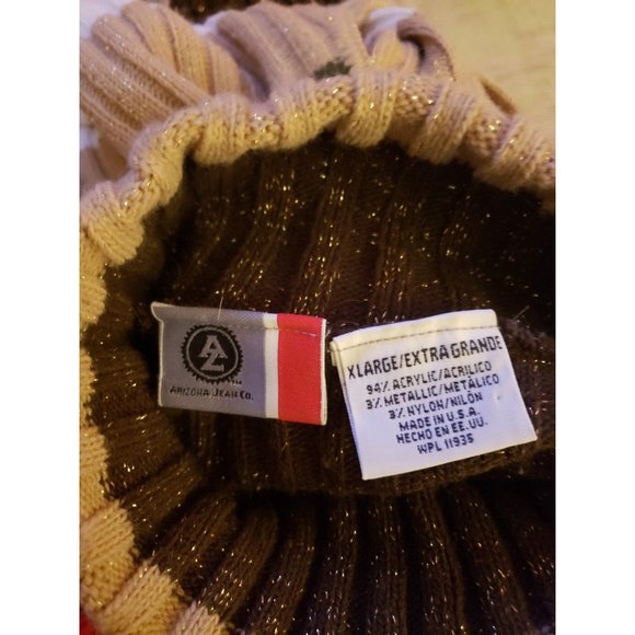 Y2K Brown and Green Striped Sleeveless Turtleneck Sweater - Picture 4 of 4